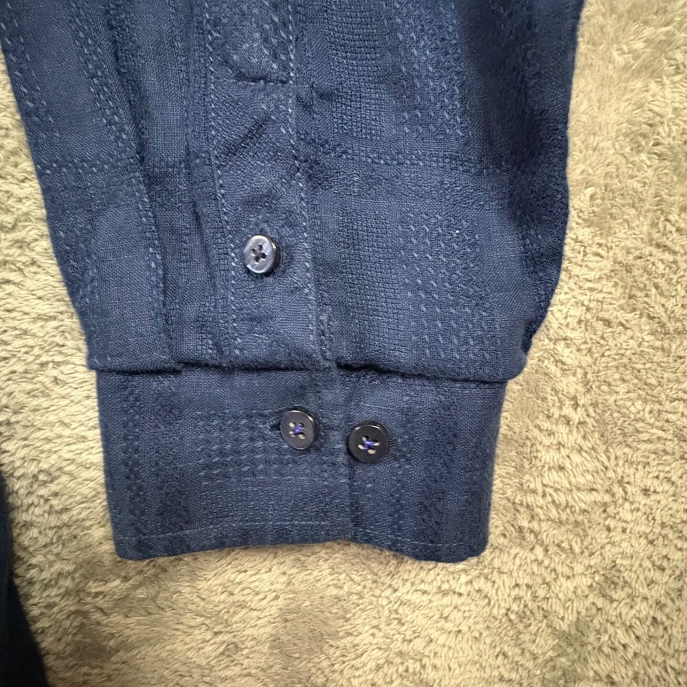 Tommy Bahama Men's XL Navy Linen Jacquard LS Button Up Shirt SEE DESCRIPTION - Picture 8 of 13